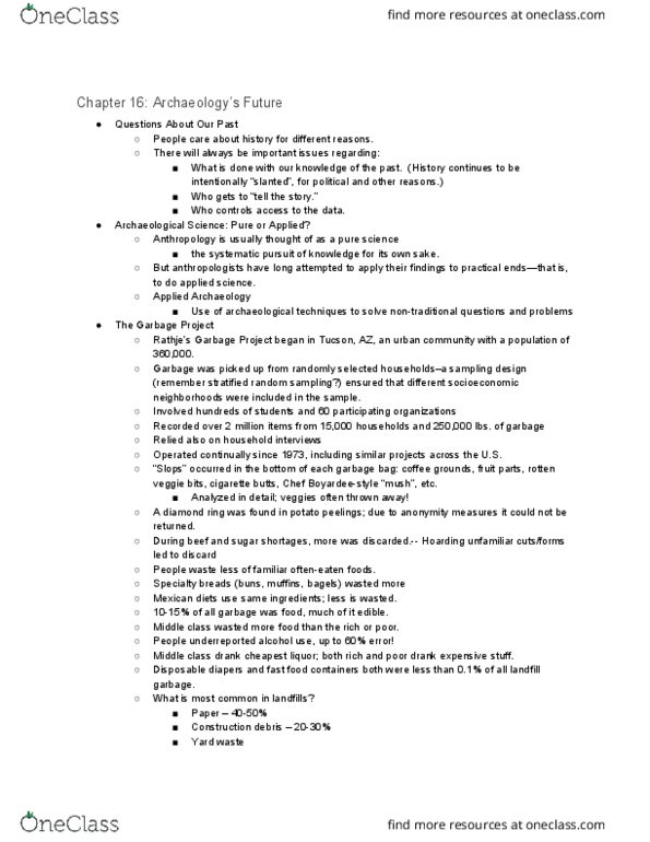 ANTH 202 Lecture Notes - Lecture 17: Tucson, Arizona, Biodegradation thumbnail