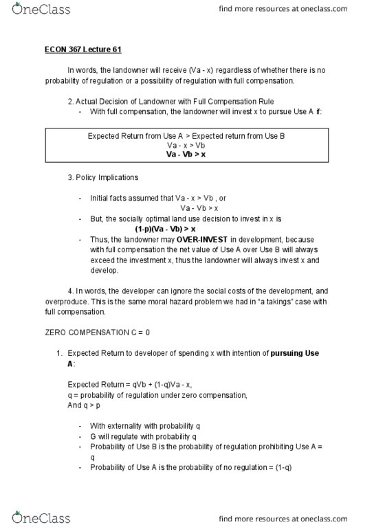 ECON 367 Lecture Notes - Lecture 61: Expected Return, Moral Hazard, Externality thumbnail