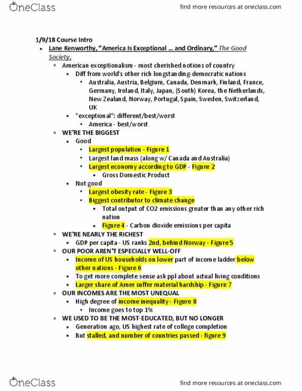 SOCI 10 Lecture Notes - Lecture 1: Lane Kenworthy, Gross Domestic Product, American Exceptionalism thumbnail