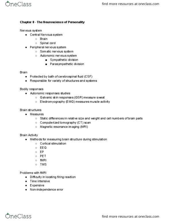 PSYC 330 Lecture Notes - Lecture 8: Magnetic Resonance Imaging, Ct Scan, Autonomic Nervous System thumbnail