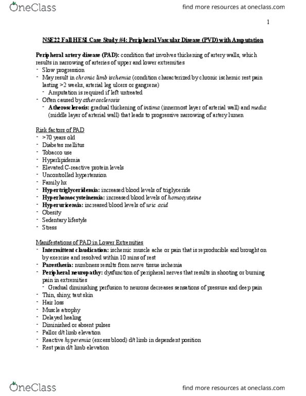 NSE 22A/B Chapter Notes - Chapter 4: Atherosclerosis, Hyperuricemia, Muscle Atrophy thumbnail