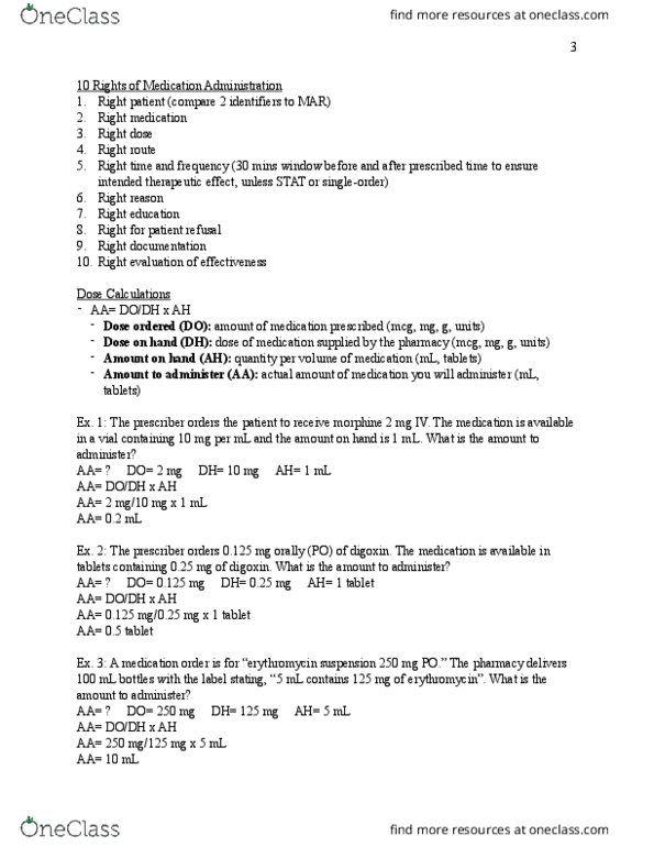 NSE 22A/B Lecture Notes - Lecture 3: Digoxin, Erythromycin, Morphine thumbnail