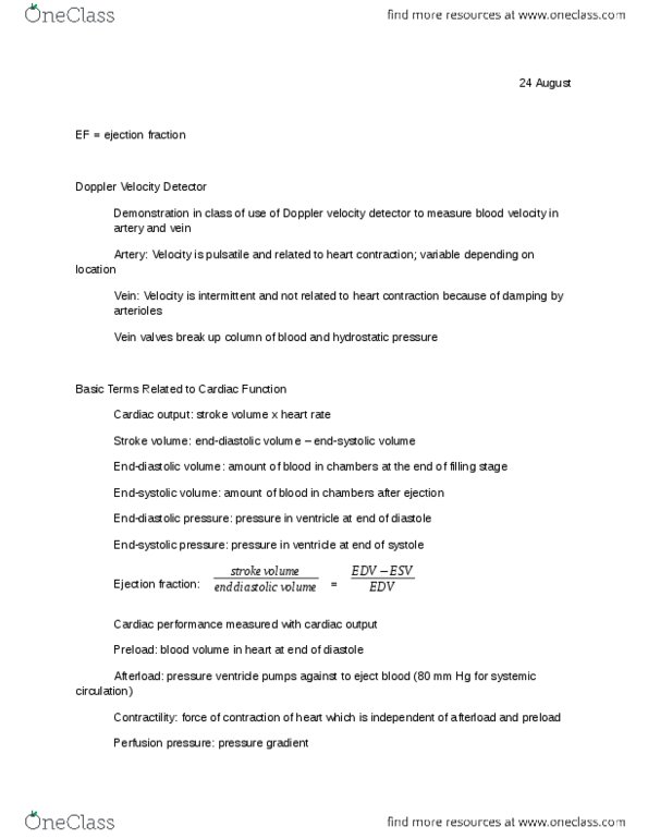 BMS 420 Lecture Notes - Perfusion, Pulmonary Artery, Efferent Arteriole thumbnail