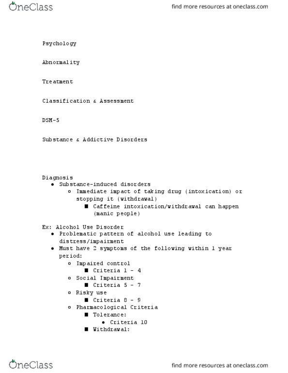 PSYCH 212 Lecture Notes - Lecture 6: Caffeine, Dsm-5 thumbnail