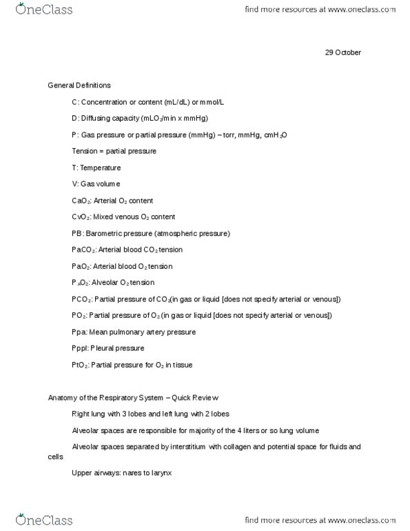 BMS 420 Lecture Notes - External Intercostal Muscles, Perfusion, Pulmonary Circulation thumbnail