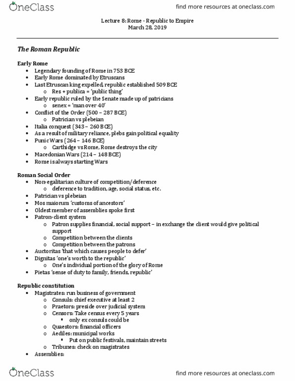 ACS 210 Lecture Notes - Lecture 8: Mos Maiorum, Auctoritas, Pietas thumbnail