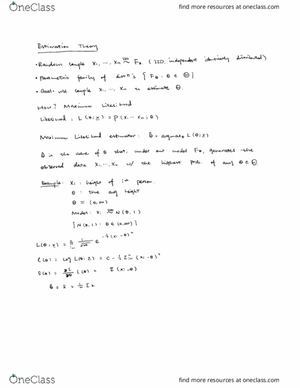 STA303H1 Lecture Notes - Lecture 1: Parametric Family, Maximum Likelihood Estimation, Computer-Aided Technologies thumbnail