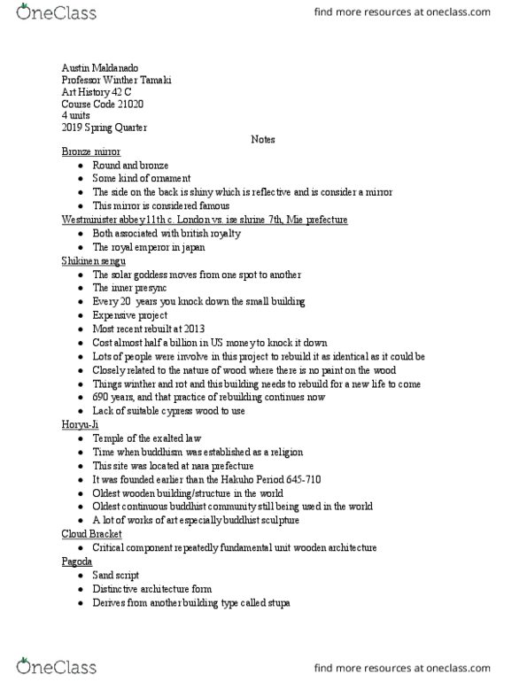 ART HIS 42C Lecture Notes - Lecture 44: Nara Prefecture, Mie Prefecture, Westminster Abbey thumbnail