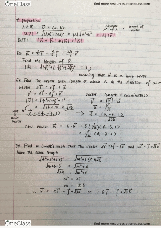 MATH 200 Lecture Notes - Lecture 3: Unit Vector cover image