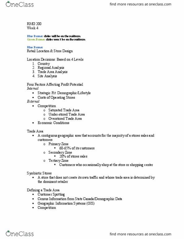 RMG 200 Lecture Notes - Lecture 4: Geographic Information System, Site Analysis thumbnail