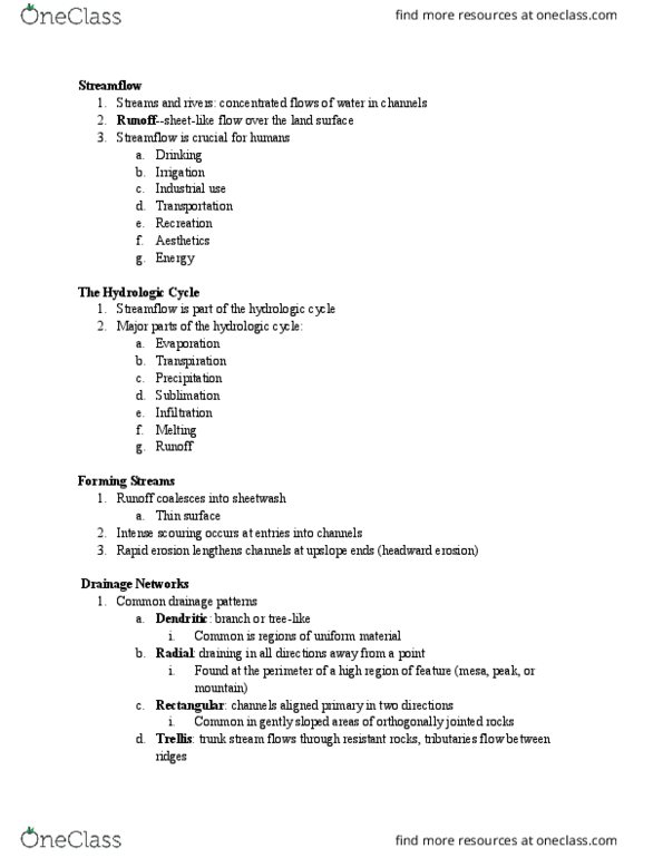 GEOL 103 Lecture Notes - Lecture 1: Headward Erosion, Water Cycle, Surface 3 thumbnail