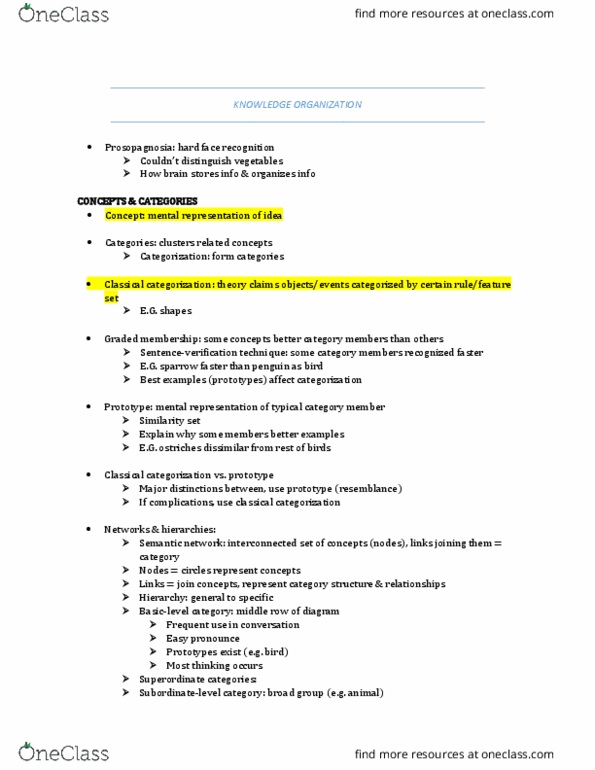 PSYC 1000 Chapter Notes - Chapter 8: Semantic Network, Prosopagnosia, Occipital Lobe thumbnail