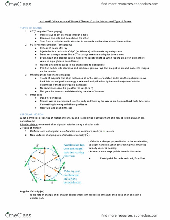 MEDRADSC 1C03 Lecture Notes - Lecture 1: Positron Emission Tomography, Magnetic Resonance Imaging, Ct Scan thumbnail