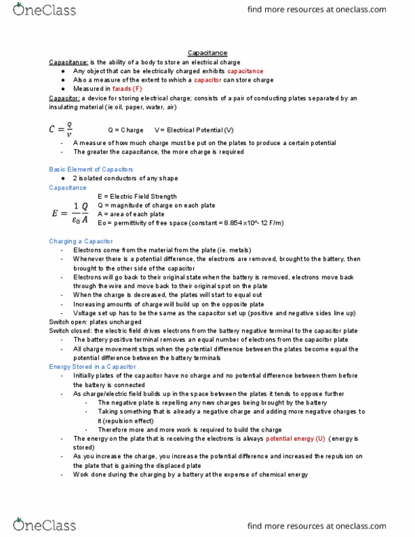 MEDRADSC 1C03 Lecture Notes - Lecture 8: Capacitor, Electric Field thumbnail