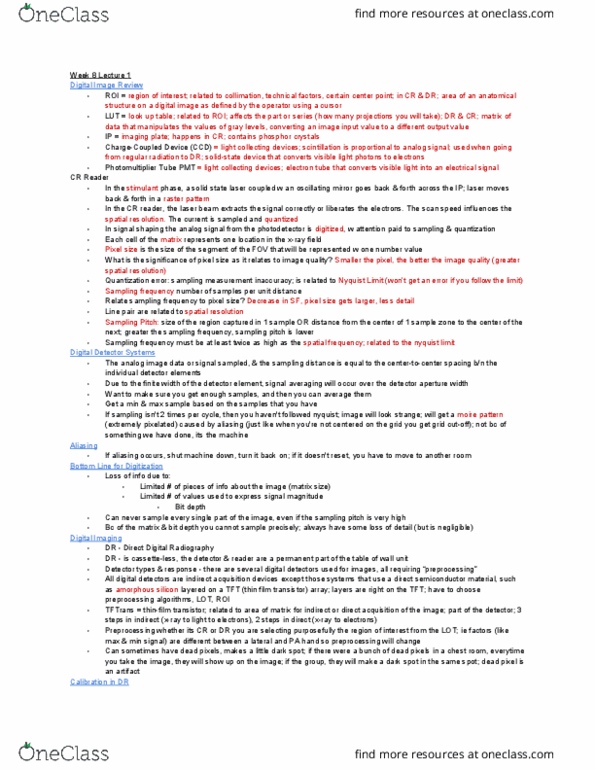 MEDRADSC 2Y03 Lecture Notes - Lecture 13: Defective Pixel, Nyquist Frequency, Amorphous Silicon thumbnail