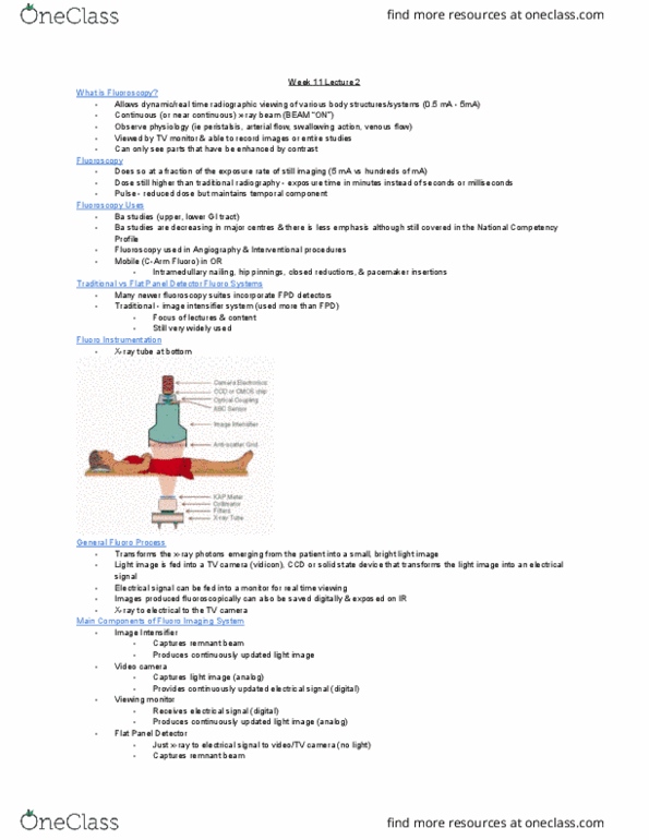 MEDRADSC 2Y03 Lecture Notes - Lecture 18: Fluoroscopy, Image Intensifier, Video Camera Tube thumbnail