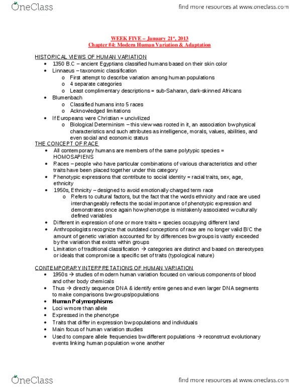 ANT101H5 Chapter Notes - Chapter 4: Vasoconstriction, Vasodilation, Preterm Birth thumbnail