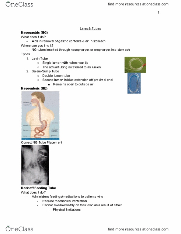 MEDRADSC 2A03 Lecture Notes - Lecture 14: Nasogastric Intubation, Urinary Catheterization, Multiple Sclerosis thumbnail