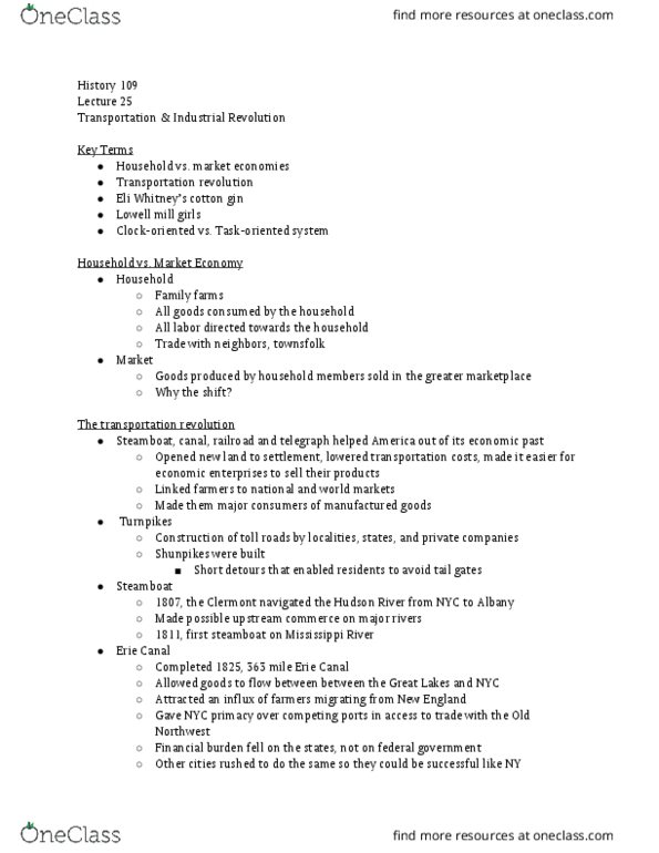 HIST 109 Lecture Notes - Lecture 25: Cotton Gin, Northwest Territory thumbnail