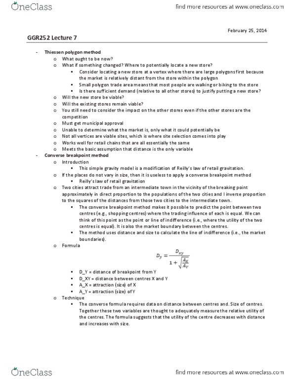 GGR252H1 Lecture Notes - Lecture 7: Voronoi Diagram thumbnail