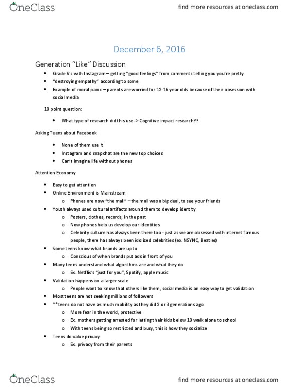 Media, Information and Technoculture 1050A/B Lecture Notes - Lecture 2: Nsync, Attention Economy, Apple Music thumbnail