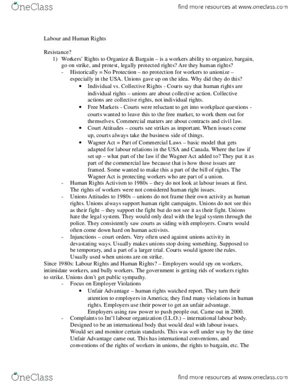 LABRST 1C03 Lecture Notes - International Labour Organization thumbnail