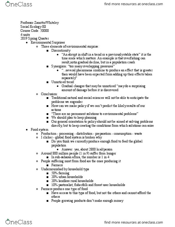 SOCECOL E8 Lecture Notes - Lecture 16: Sub-Saharan Africa, Food Waste, Overfishing thumbnail