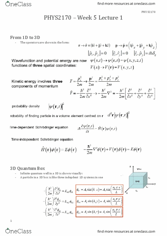 PHYS2170 Lecture Notes - Lecture 5: 3D Systems, Quantum Chemistry, Ferromagnetism thumbnail
