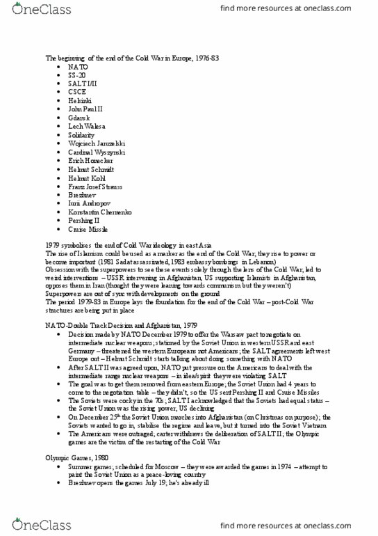 HIST 304 Lecture Notes - Lecture 22: Franz Josef Strauss, Helmut Kohl, Erich Honecker thumbnail