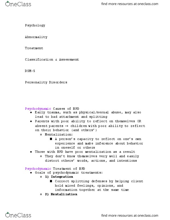 PSYCH 212 Lecture Notes - Lecture 82: Ambivalence, Dsm-5, Mentalization thumbnail