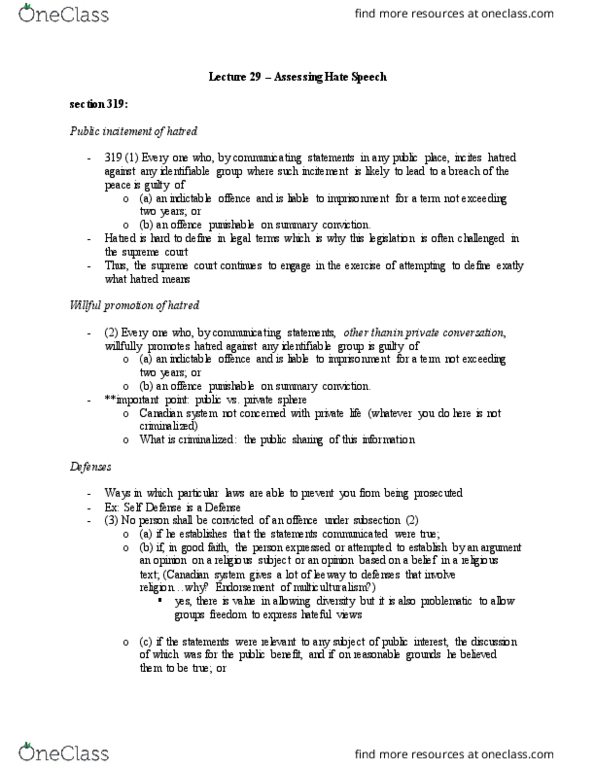 PHILOS 3Q03 Lecture Notes - Lecture 29: Indictable Offence, Supreme Court Of Canada, Summary Offence thumbnail