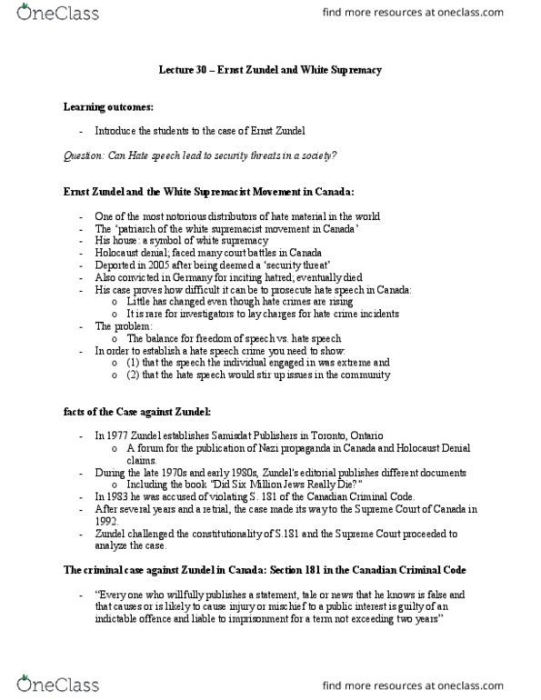 PHILOS 3Q03 Lecture Notes - Lecture 30: Samisdat Publishers, White Supremacy, Indictable Offence thumbnail