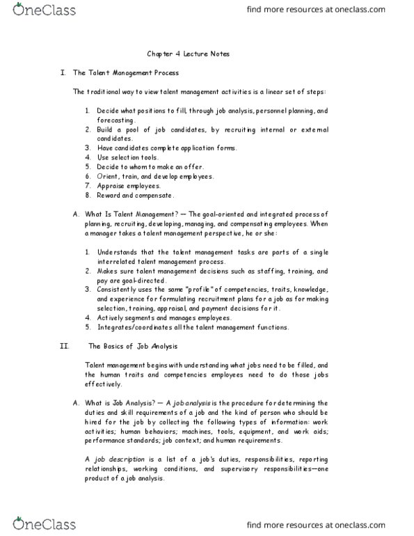 MNGT 3312 Chapter Notes - Chapter 4-6: Job Analysis, Performance Appraisal, Job Performance thumbnail