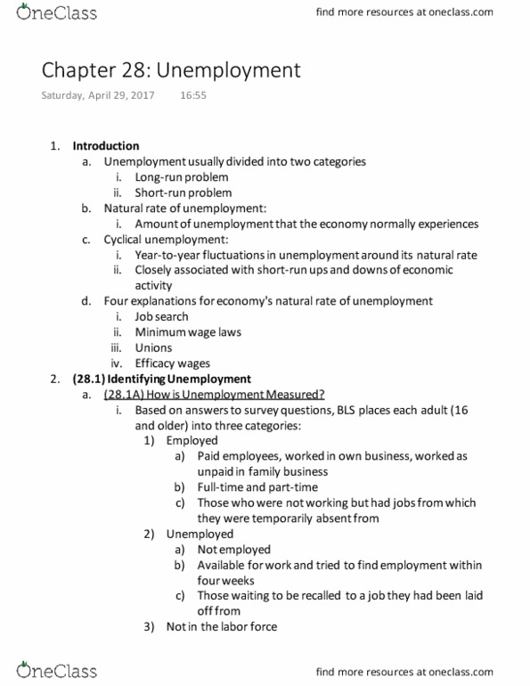 ECON 2 Chapter Notes - Chapter 28: Collective Bargaining, Unemployment Benefits, National Labor Relations Act thumbnail