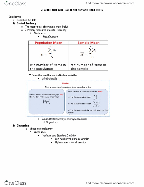 PO218 Lecture Notes - Lecture 9: Central Tendency, Standard Deviation thumbnail