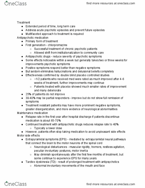PSYCH 127A Chapter Notes - Chapter 13.10: Tardive Dyskinesia, Extrapyramidal Symptoms, Antipsychotic thumbnail