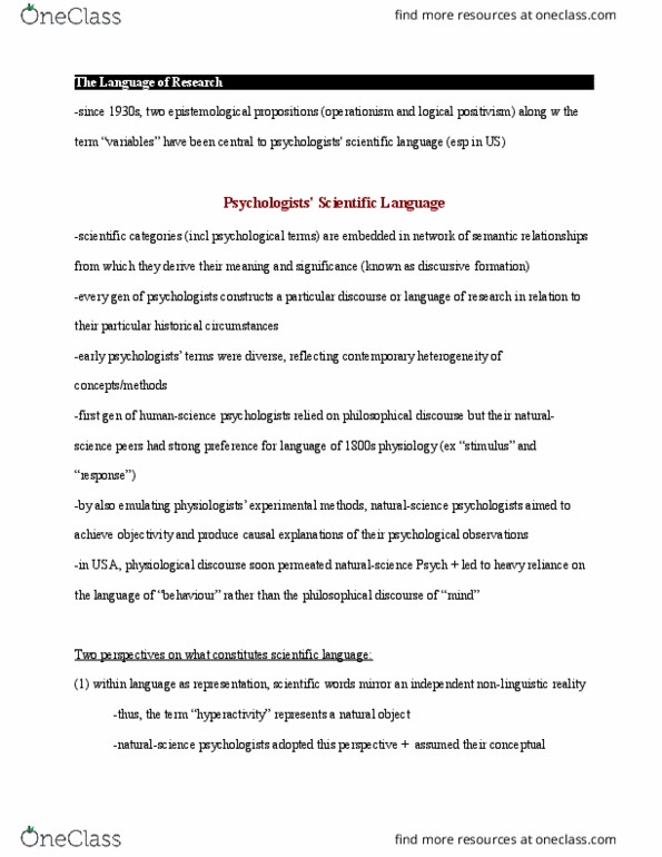 PS390 Chapter Notes - Chapter 11: Logical Positivism, Attention Deficit Hyperactivity Disorder, Psych thumbnail