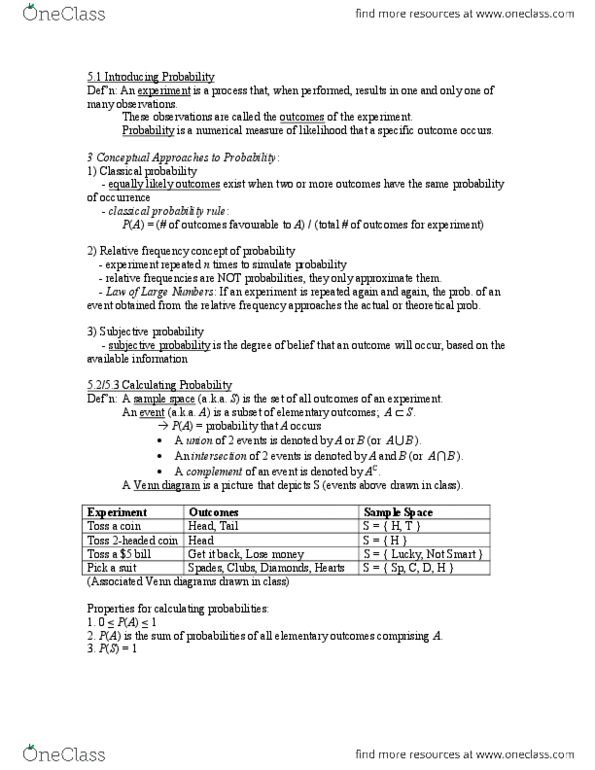 STAT151 Lecture Notes - Venn Diagram, Face Card, Marginal Distribution thumbnail