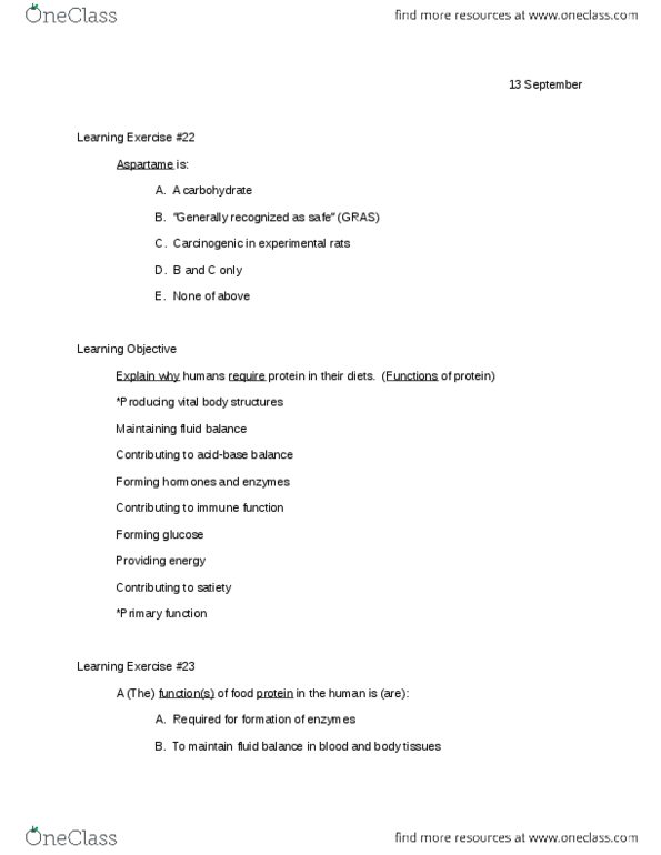 FSHN 125 Lecture Notes - Essential Amino Acid, Wheaties, Fluid Balance thumbnail