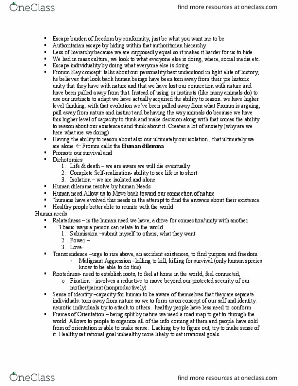 PSYC 331 Lecture Notes - Lecture 2: Karen Horney, Necrophilia, Positive Liberty thumbnail