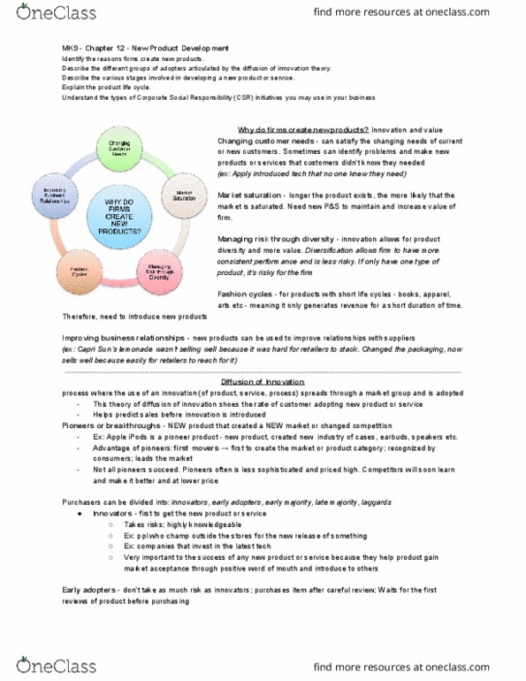 SMG MK 323 Lecture Notes - Lecture 9: Corporate Social Responsibility, Ipod, Market Saturation thumbnail