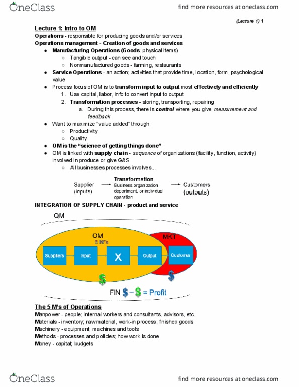 SMG OM 323 Lecture Notes - Lecture 1: Operations Management, Reverse Engineering, Product Liability thumbnail