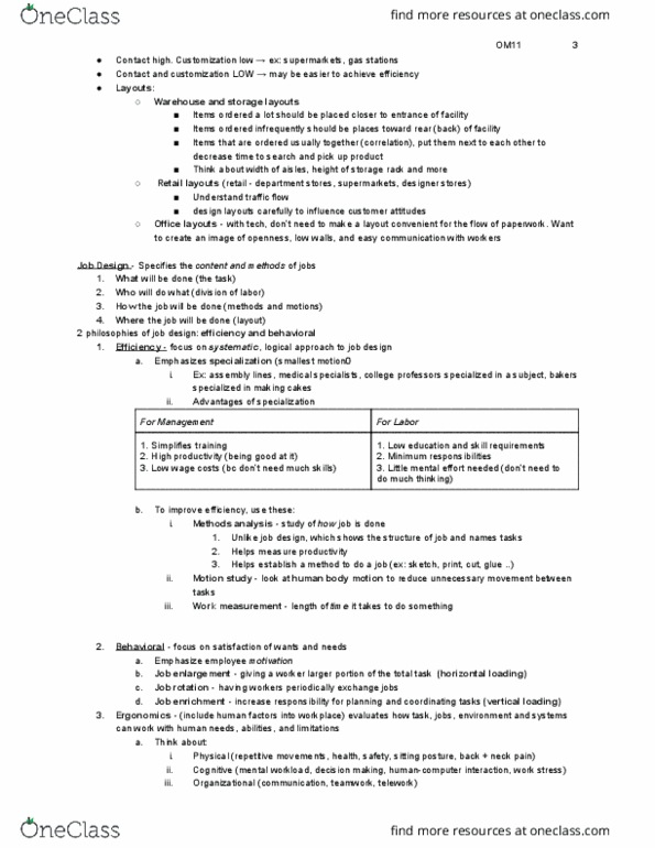 SMG OM 323 Lecture Notes - Lecture 11: Job Design, Job Enrichment, Job Rotation thumbnail