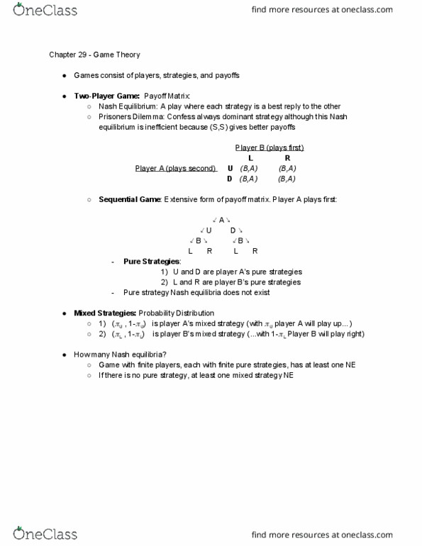 ECON 2350 Lecture Notes - Lecture 5: Nash Equilibrium, Extensive-Form Game, Strategic Dominance thumbnail