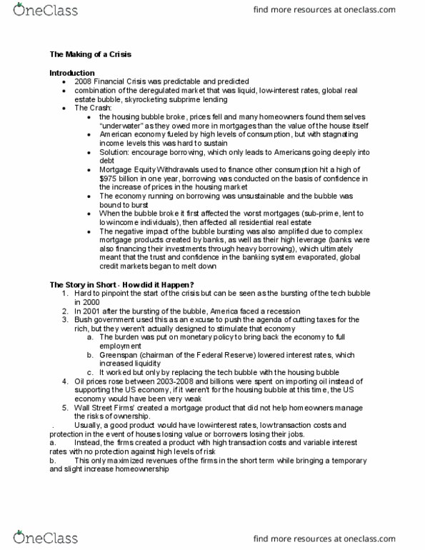 SOSC 2340 Lecture Notes - Lecture 2: Subprime Lending, George W. Bush, Comparative Advantage thumbnail