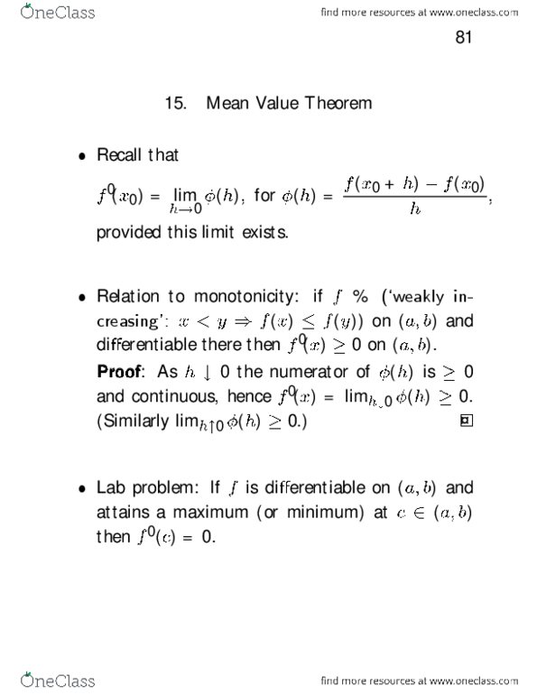 STAT312 Lecture : Mean Value Theorem.pdf thumbnail