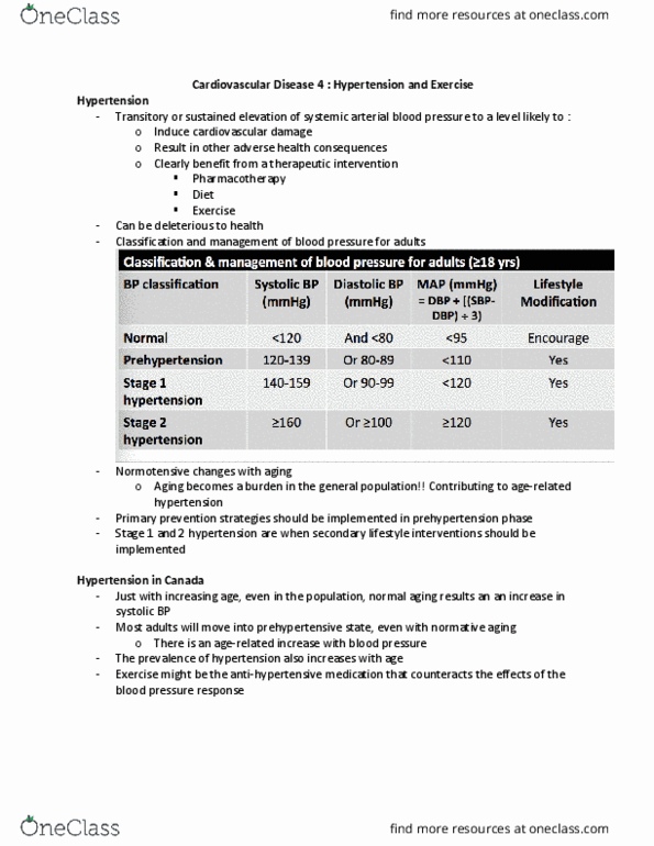 EDKP 485 Lecture Notes - Lecture 3: Antihypertensive Drug, Secondary Hypertension, Prehypertension thumbnail