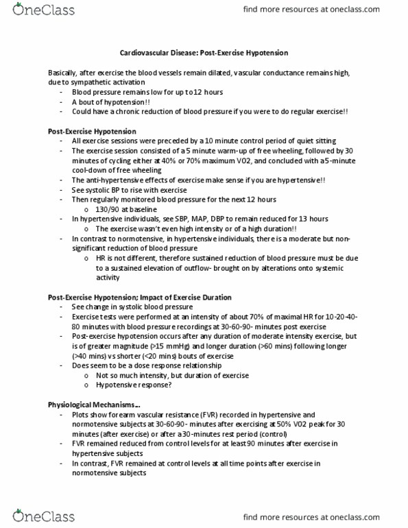 EDKP 485 Lecture Notes - Lecture 14: Blood Pressure, Hypotension, Vasodilation thumbnail