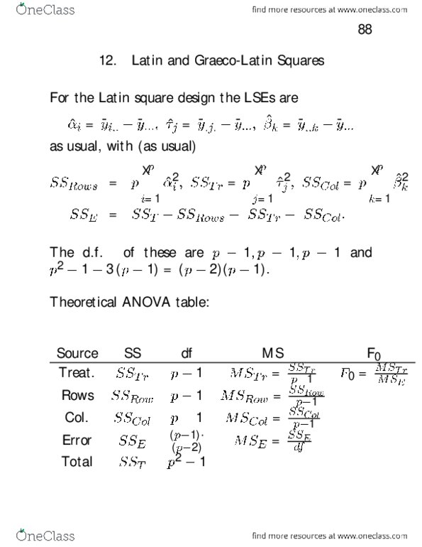 STAT368 Lecture Notes - Latin Square, Analysis Of Variance, European Credit Transfer And Accumulation System thumbnail