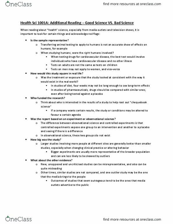 Health Sciences 1001A/B Chapter Notes - Chapter Additional Reading: Cardiovascular Disease, Animal Testing thumbnail